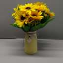 Artificial Sunflower Arrangement in Ceramic Vase  Fake Silk Sunflowers Table Centerpiece Decoration, Stylish Artificial Flowers with Vase for Home Table Dining Room
