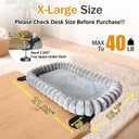 Pawow X-Large Cat Desk Bed - 90 Foldable Space-Saving Cat Beds, 2 Washable Covers (Faux Rabbit Fur & Cool Mesh), Heavy-Duty Frame Supports 40lbs, Easy Install Pet Perch for Office & Game Tables