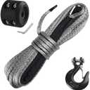 Ucreative 3/16 Inch x 50 Feet Synthetic Winch Rope 8,350LBs Line Cable with Hook and Stopper for ATV UTV (Gray)