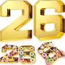 2 Pcs 13.7" 26 Cardboard Charcuterie Numbers Fillable Graduation Board Number Large Fillable Numbers 2026 Letters Trays for Food Chocolate Candy School Congrats Grad Party Supplies(Gold)