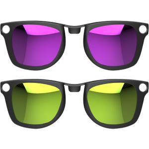 HIBLOKS 2Pcs Polarized Clip for Ray-Ban Meta Wayfarer & Gen 2 (RW4006/RW4012 Standard 50-22), Shiny Black Frame Discoloration Clip for Meta Wayfarer Gen 2, (Yellow+Purple)