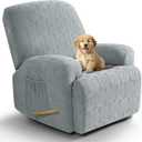 VANSOFY Oversized Recliner Chair Covers, 4-Pieces Stretch Recliner Cover Jacquard Soft Reclining Chair Slipcover Furniture Protector with Elastic Bottom for Lazy Boy Recliner(Light Gray) (1 Seat-X Large)