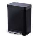 Home Zone Living 13 Gallon Large Capacity Kitchen Trash Can, Tall Stainless Steel Liner-Free Body, 50 Liter Capacity, Matte Black, Virtuoso Series