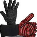 Premium BBQ Gloves, 1472F Extreme Heat Resistant Oven Gloves, Grilling Gloves with Durable Fireproof Kitchen Oven Mitts Designed for Cooking, Grill, Frying, Baking, Barbecue (Red+Black)