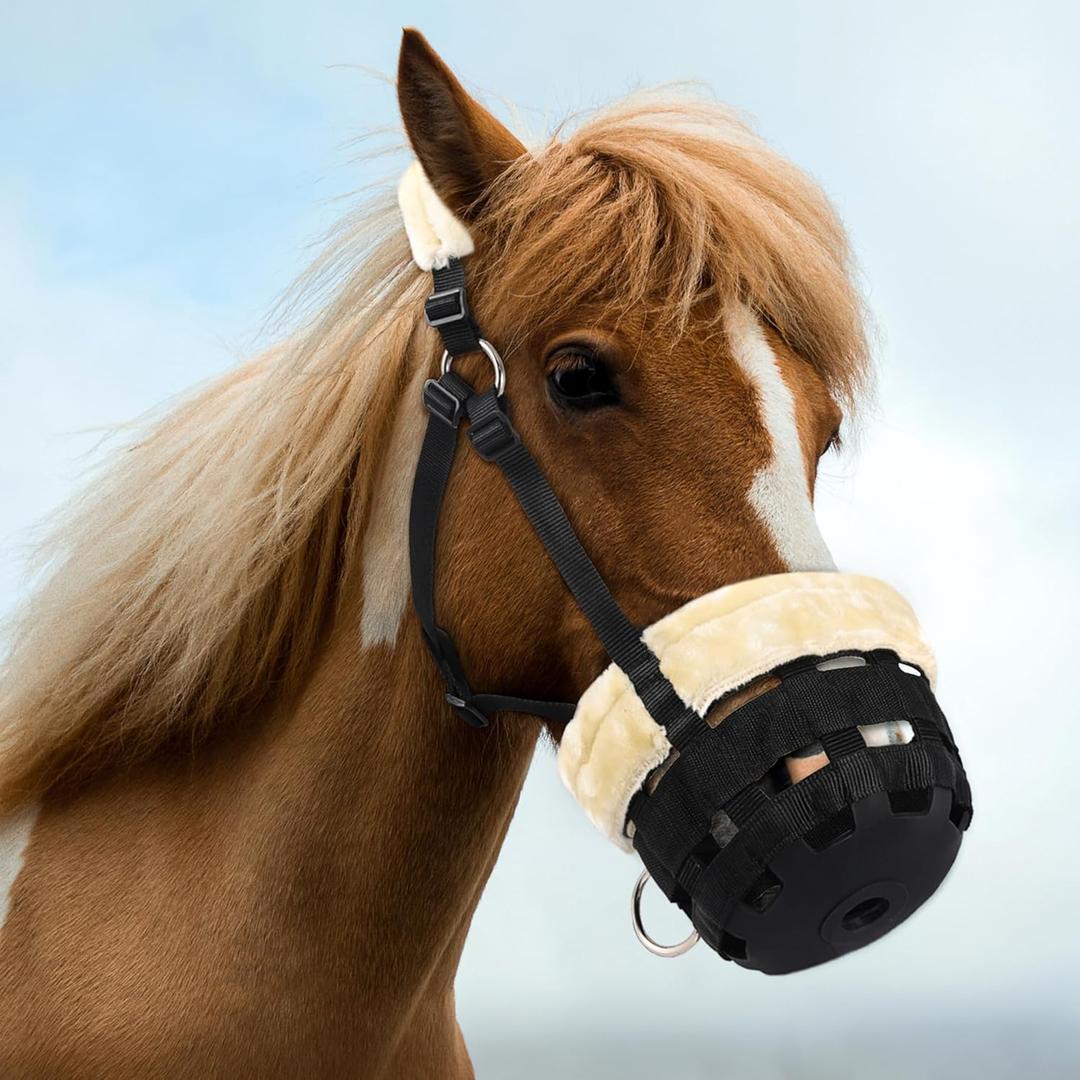 Antidious Professional Fleece Horse Grazing Muzzle with Adjustable Straps, Velcro and Buckles, Suitable for Precaution of Laminitis and Overweight Horses & Ponies