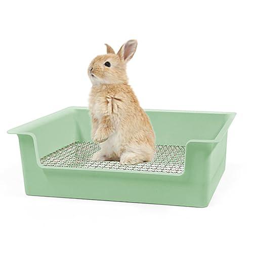 PODOO Steel Grids Rabbit Litter Box - Bunny Litter Pan Training Box, 15x11x4.7 inches, 1cm Holes Steel Mesh for Small Animals, Orange (Green)