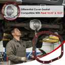 10.25 & 10.5 Differential Cover Gasket Compatible with Ford Sterling 10.25" & 10.5" Axle & LLR-F105, Steel Core with Rubber Coated Rear Differential Gasket, Leak Proof, Reusable, Easy Install