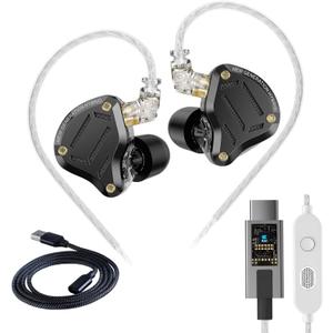 KZ ZS10 Pro 2 USB C Headphones with Mic lEM for Gaming in Ear Monitors Hybrid 4BA+1DD, Deep Bass Comfort-Fit Wired Earbuds High-Definition Decoding Cable Built-in DSP with 4 EQ Modes