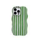 XQAGU for iPhone 14 Pro Max Case Striped Cute Aesthetic Stylish Trendy Wave Protective Phone Case Durable Shockproof-Green