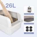 Henkelion Stainless Steel Cat Litter Box with Lid, 20" L x 14.2" W x 11.8" H, Litter Box for Big Cats with High Sided, Anti-Urine Leakage, Easy Cleaning, Includes Cat Mat and Scoop, Medium