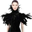HOMELEX Black Witch Feather Collar Crow Shawl Costume Halloween Swan Wings Accessories Cape for Women (Style-3)