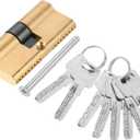 Solid Brass Lock Cylinder (65mm 32.5/32.5) - Double Lock Doors Lock Cylinder Replacement with Mounting Screw and 8 Keys for Wooden and Aluminum Doors