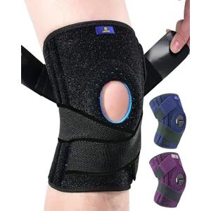 ABYON Adjustable Knee Brace for Men & Women - Maximum Support with Dual Side Stabilizers & Crossed Compression Straps for Meniscus Tear, ACL, MCL, LCL, Patella Injury and Post-Surgery Recovery - Please Check Sizing Video Before Buying, L/XL