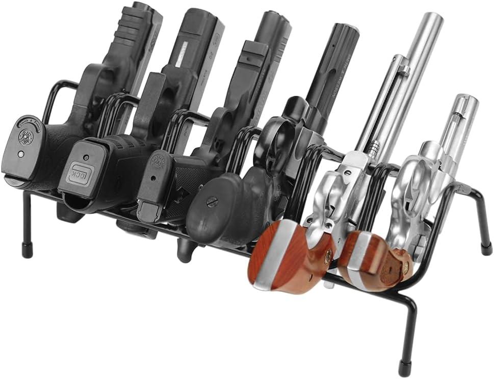 Lockdown Handgun Rack Barrel Up or Muzzle Holder with 1-6 Slots, Vinyl Coating, for Gun Vault and Safe Organization and Storage