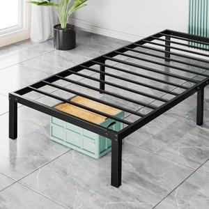 Heavy Duty Metal Bed Frame with Sturdy Steel Slat Support, Noise Free, Easy Assembly, Steel Slats Support, No Box Spring Needed - Twin