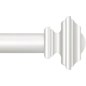 KAMANINA White Curtain Rod 32 to 58 Inches (2.6-4.8ft), 1 Inch Curtain Rods for Windows, Single Drapery Rods Adjustable with Square Finials