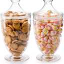 Hacaroa 2 Pack Acrylic Apothecary Jars with Airtight Lids, 46 Oz Clear Plastic Candy Cookie Jars for Candy Buffet, Decorative Bathroom Canister Container for Bath Salt, Vanity, Party, Wedding