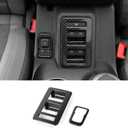 RAZPOY for Bronco Window Lift Switch Control Trim, 2PCS Center Console Rearview Mirror Adjustment Panel Cover Compatible with 2021-2026 Ford Bronco 4Door Carbon Fiber Interior Accessories