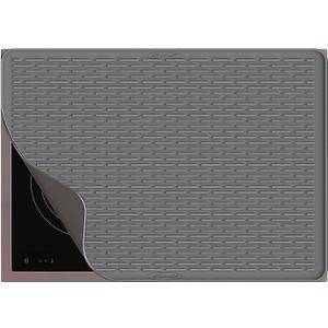 Silicone Stove Top Cover for Electric Stove 28''x20'', Extra Large Dish Drying Mat, 28 x 20 Trivet Mat for Hot Pot, Silicone Stove Top Protector -Grey (Gray)