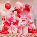 DBKL Pink Balloon Garland Arch Kit, Coquette Birthday Decorations, 162Pcs Bow Red Pink White Balloon Arch for Wedding Bridal Baby Shower Birthday Valentines Day Decorations