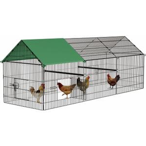 Large Chicken Coop Run: 130"  40" Outdoor Metal Duck Pen with Cover - Poultry Cage Enclosure for Rabbit Hen Quail