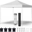 Shades 10x10 Pop Up Canopy, Heavy Duty Beach Tent with Carrying Bag for Easy Moving, Sun Shelter for Parties, Events, Camping, Outdoor Gazebo with 420D PU Coated Waterproof White Fabric