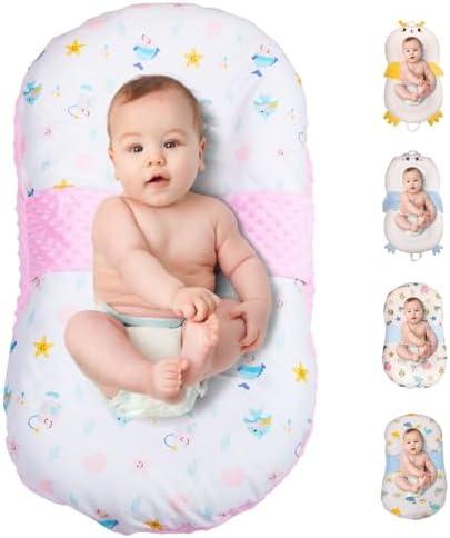 Baby Lounger for Newborn & Infant – Cotton Comfort | Soft 100% Cotton Cover, Lightweight, Washable, Portable Floor Nest for Crib & Pack-N-Play by Sprinta