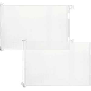 (2 Pack) Retractable Baby Gate for Doorways and Stairs, Mesh Safety Gate for Pet, Indoor & Outdoor Use, One-Hand Operation, Easy Installation, 33.6" Tall, Expands to 55" Wide（White,33.6"x55")