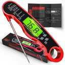 AWLKIM Meat Thermometer Digital - Instant Read Waterproof Food Thermometer with Backlight for Cooking, Grill, Candy, Kitchen & Stocking Stuffers for Men - Red