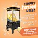 Nostalgia Vintage Hot-Air Popcorn Maker Machine - Makes Up to 12 Cups - Oil-Free - Healthier Popcorn - Classic Stand-Up Cart With Wheels - Includes Kernel Measuring Cup - Black