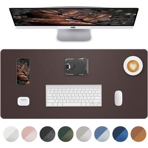PU Leather Desk Pad Protector - 36"x17" Large Non-Slip Desk Mat, Waterproof Office Desk Blotter & Mouse Pad for Keyboard, Laptop - Home & Office (Coffee Brown)