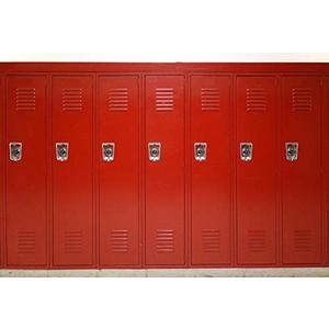 YongFoto 7x5ft Red Locker Backdrop Sports Gym School School Safety Locker Room Background Backdrop for Photography Students Kids Adults Sports Photoshoot Props Class Party Decoration Video Drape (7x5ft)