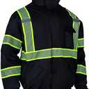 VENDACE Hi Vis Reflective Safety Winter Jackets for Men Polar Fleece Lining ANSI Class 1 High Visibility Jacket Black (Black,L)