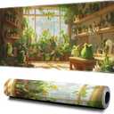 Cute Frogs Green Mouse Pad Abstract Green Mouse Pad 31.5x11.8 Inch Frog Texture Non-Slip Rubber Base Large Mousepad Stitched Edges Keyboard Mouse Mat Desk Pad for Office and Home