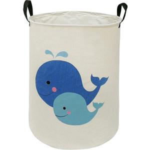 MAIZMZ Kids Hamper Baby Laundry Basket Gift Toy Box Storage Nursery Bins Waterproof Organizer Large Canvas Collapsible Chest for Home/Dorm/Kitchen/Pet/Office/Closet/Shelf/Room Decor (Whale)