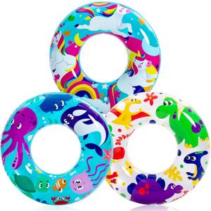 JOYIN 3 Pack Pool Floats, Pool Tube for Kids Swim Rings Inflatable Tubes, Unicorn Sea Animal Tubes Floatie Ring Water Toys for Swimming, Summer Beach Party