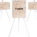 3 Pcs 63" Wooden Easel Stand for Sign, Dual-use Adjustable Height, Wood Floor Display Easel for Wedding, Welcome Board, Poster, Picture, Photo- White