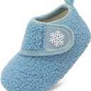 Scurtain Toddler Slippers Winter Boots Kids Slippers Girls Boys Toddler Snow Boots Baby Warm Socks Lightweight House Shoes Non-Slip Ankle Booties Walking Shoes (5.5-6 Toddler, Blue)