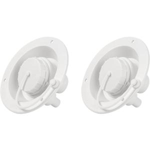 TonGass (2-Pack, White) Universal Fit Gravity Feed Fresh Water Fill Hatch Inlet for RV Trailers, 4.5" Diameter Fill Hatch Inlet - With 1-1/4 Barbed Connector, Bayonet-Style Cap and 1/2" Air Vent