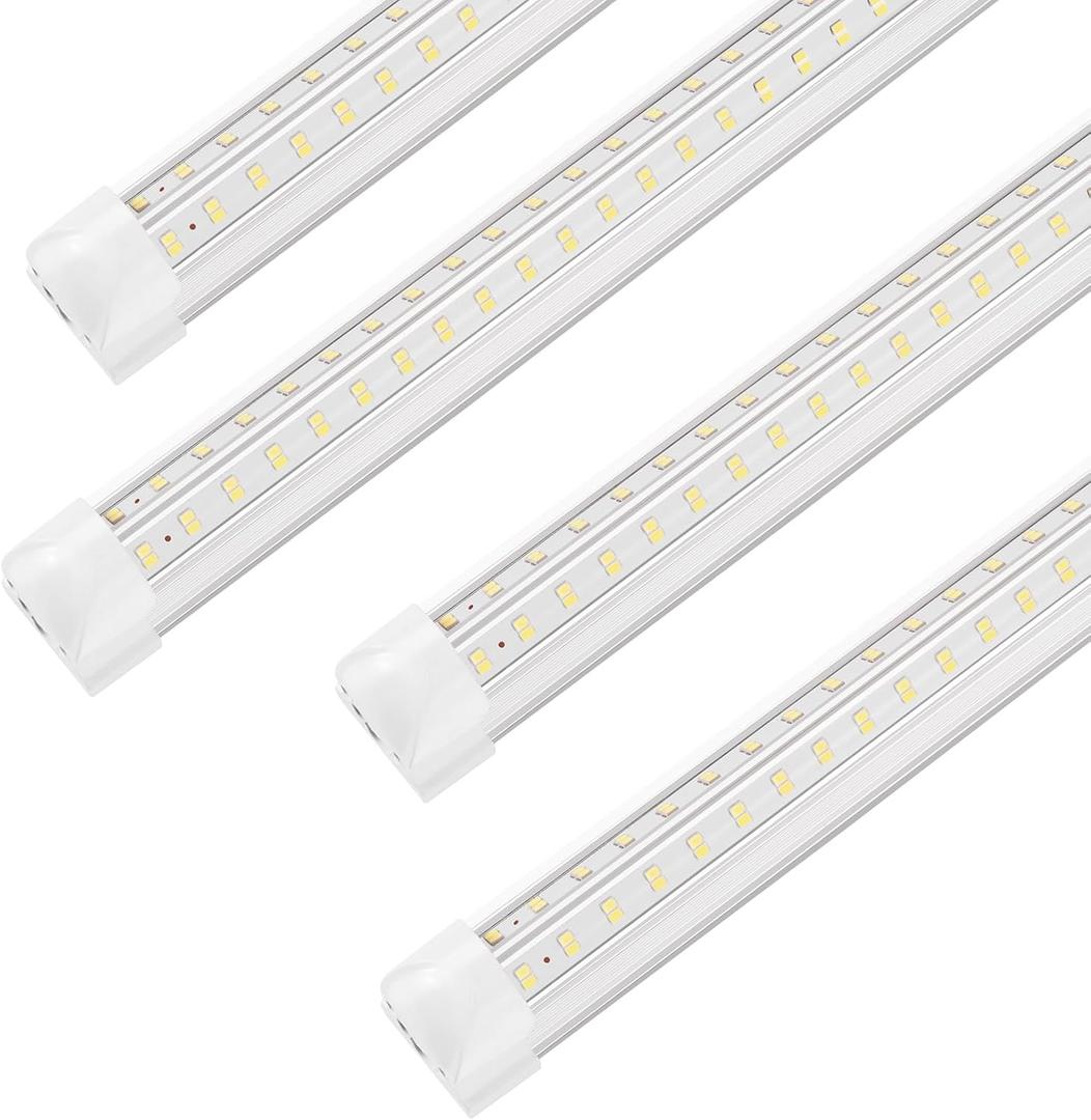 Led Shop Lights, 4FT LED Light 50W 6500K 7000LM Daylight,Led Garage Light,Linkable Clear Cover Integrated V-Shape for Garage Warehouse Workbench Workshop(4-Pack)