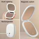 Compact LED Travel Magnifying Makeup Mirror - 1X/10X Rechargeable 4-inch Magnifying Mirror with Light, 3-Level Dimmable, Compact Portable Mirror for Purses & Travel, White