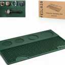 Espresso Tamping Mat, Silicone Coffee Bar Mats for Countertop,Espresso Tamping Station, Non-slip Dish Drying Mat,Espresso Machine Accessories,Espresso Organizer (Green15.7"x9.8"x0.4")