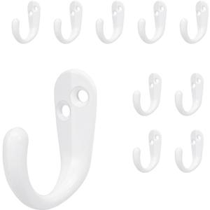 NearMoon Coat Hooks Wall Mounted - Heavy Duty Metal Single Prong Robe Hanger Rustproof Wall Hooks for Towel Hat Key Bag on Bathroom, Kitchen, Livingroom(10 Pack, White)