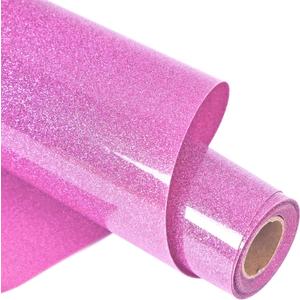 Purple Glitter HTV Heat Transfer Vinyl Rolls 12 Inch by 5 feet Roll Iron on DIY for T-Shirt and Silhouette Easy to Cut & Weed (5Ft,Glitter Purple)