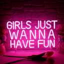 Girls Just Wanna Have Fun Neon Sign for Wall Decor, Retro Style Pink LED Neon Signs, Wedding Party Girl Neon Light Sign,USB Powered for Teen Bedroom Aesthetic Wedding Party Christmas Birthday