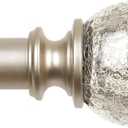 KAMANINA Curtain Rods for Windows 32 to 58 Inches (2.6-4.8ft), Adjustable Champagne Gold Curtain Rod 28 to 48 Inches, 7/8 Inch Decorative Rod with Crackle Glass Finials