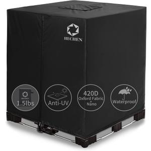 IBC Tote Cover,Zipper,420D Heavy Duty Nano Materials Waterproof,Fit 275 Gallon Water Tank(Black)