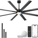 72 Inch Industrial Ceiling Fan Without Light, Matte Black Outdoor Model for Covered Areas, 8 Aluminum Blades, Powerful Airflow, Modern No-Light Design, CF04NBK-72