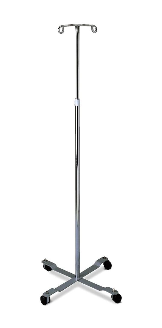 Medline 4 Leg IV Poles Stand, 2 Hook, 4 Caster, Chrome, 47 to 85" Adjustable Height