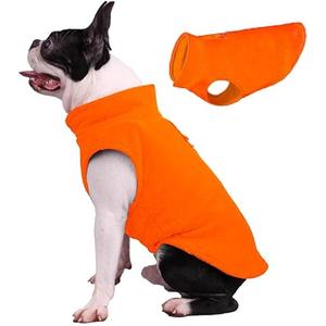 JACKO & CO - Fleece Vest Sweater with Leash Ring - Soft Lightweight Breathable for Puppies Small Medium Dogs, Kitten, Cats, Chihuahua - Warm for Fall/Autumn/Winter (Pumpkin, X-Large 17-25lbs)